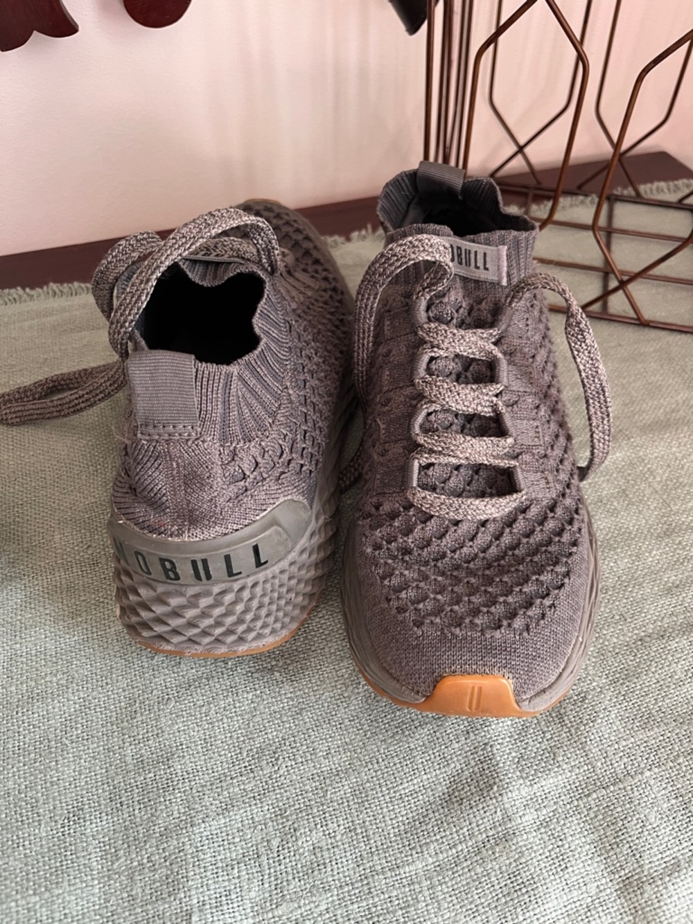 NOBULL Knit Trainer in Gray with Tan Toe